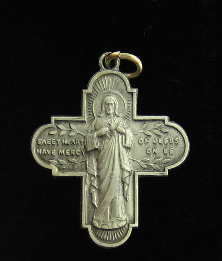 Vintage Sweet Heart of Jesus Medal Religious Holy Catholic Light in Weight