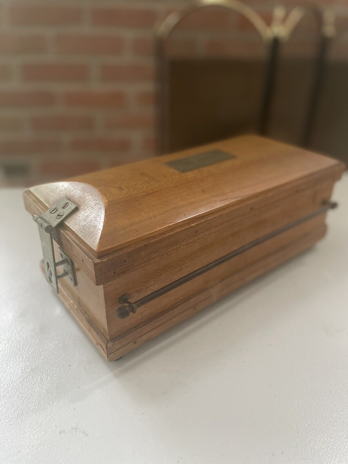 Vintage “THIS IS NO MUMMY, YOU DUMMY” Whiskey Coffin Wooden Casket Music Box