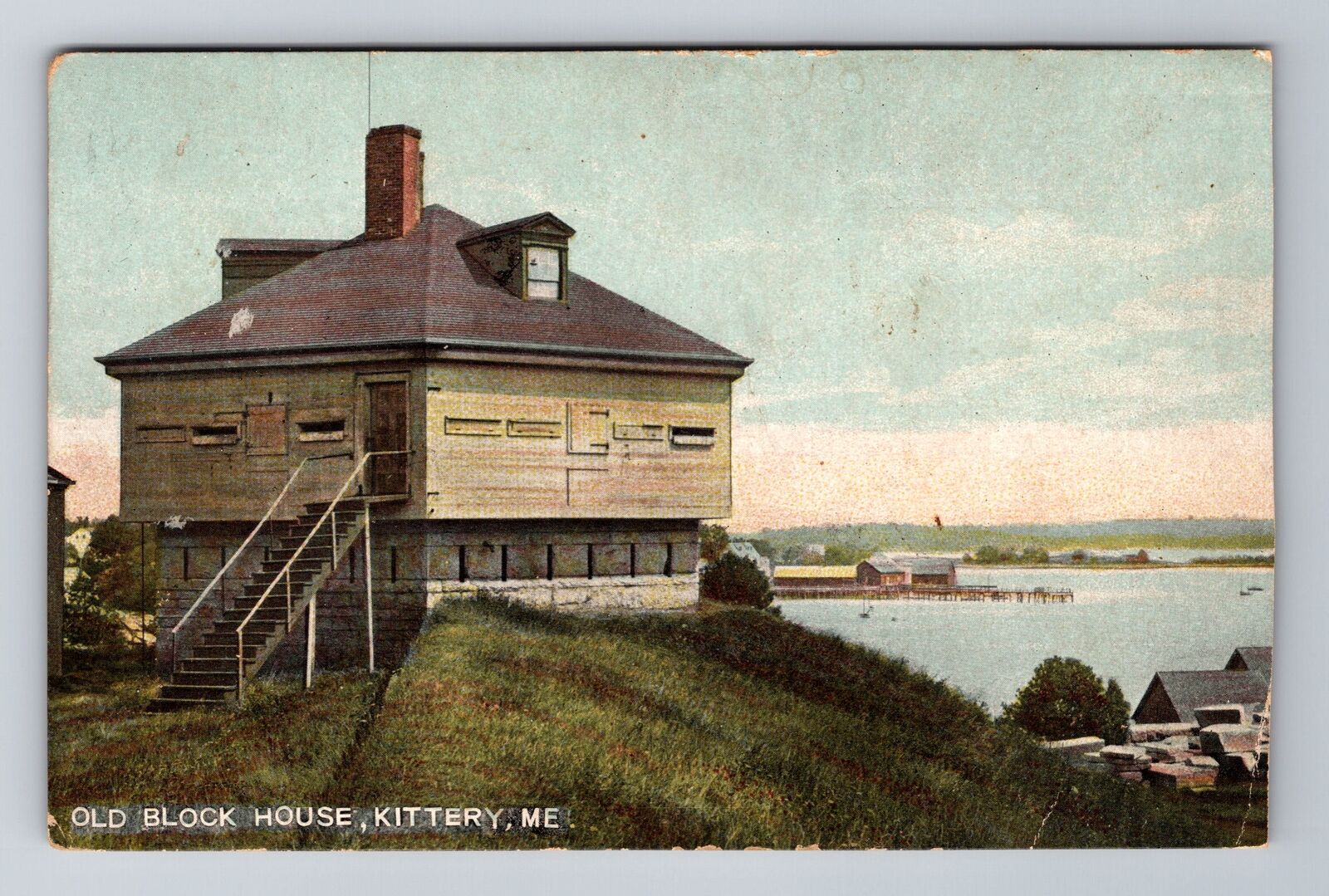 Kittery ME-Maine, Old Block House, Antique Vintage Souvenir Postcard