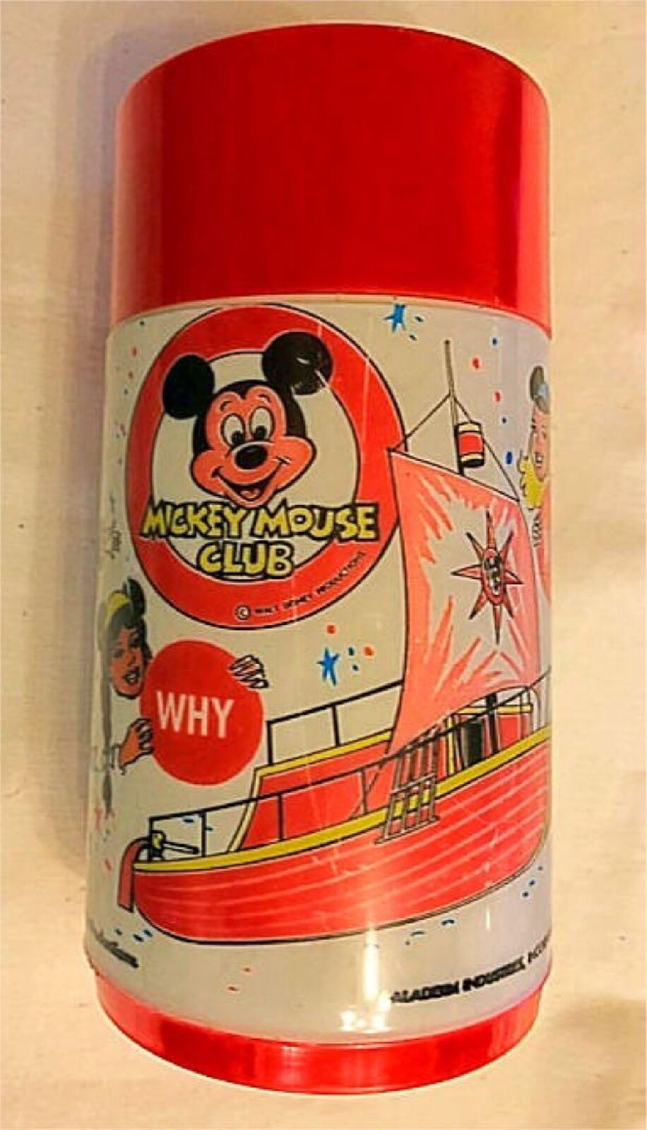 Used Very Rare  Old Disny 70's Vintage Mickey Mouse Club Water Bottle Cute 