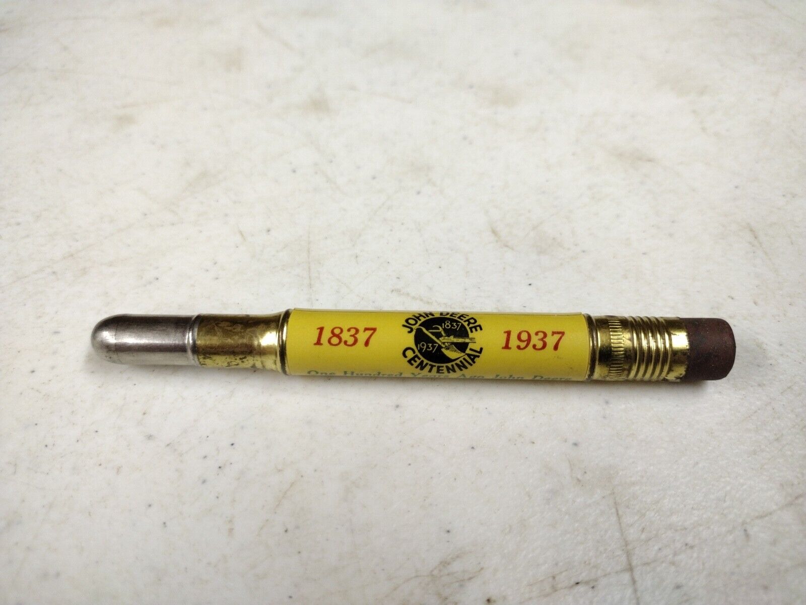 1937 John Deere Plow Centennial Bullet Pencil Dealers Imprint Here - Sample RARE