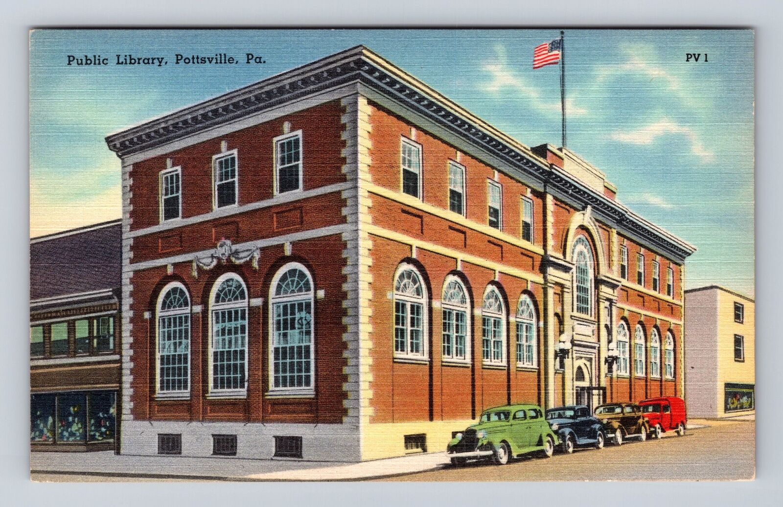Pottsville PA-Pennsylvania, Public Library, Antique Vintage Souvenir Postcard