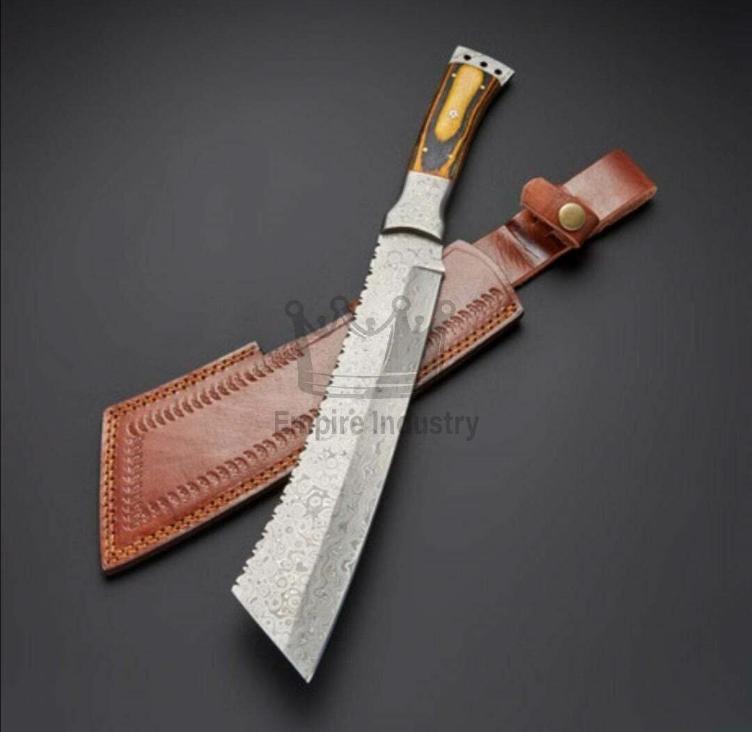 20\'\' Tapanga Machete, Damascus Steel Blade Battle Ready With Sheath Sword Buy