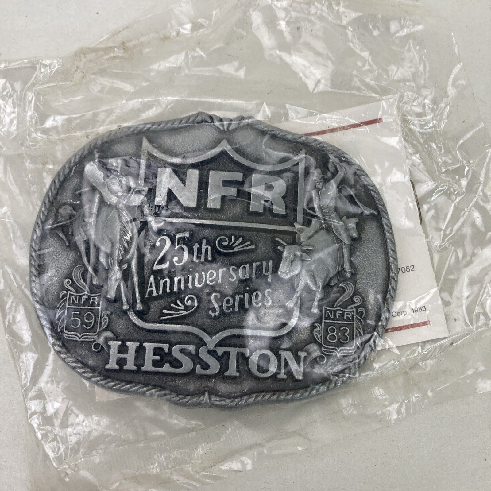 Vintage Belt Buckle 1983  NOS Hesston NFR 25th Anniversary 1959-1983 NF Rodeo