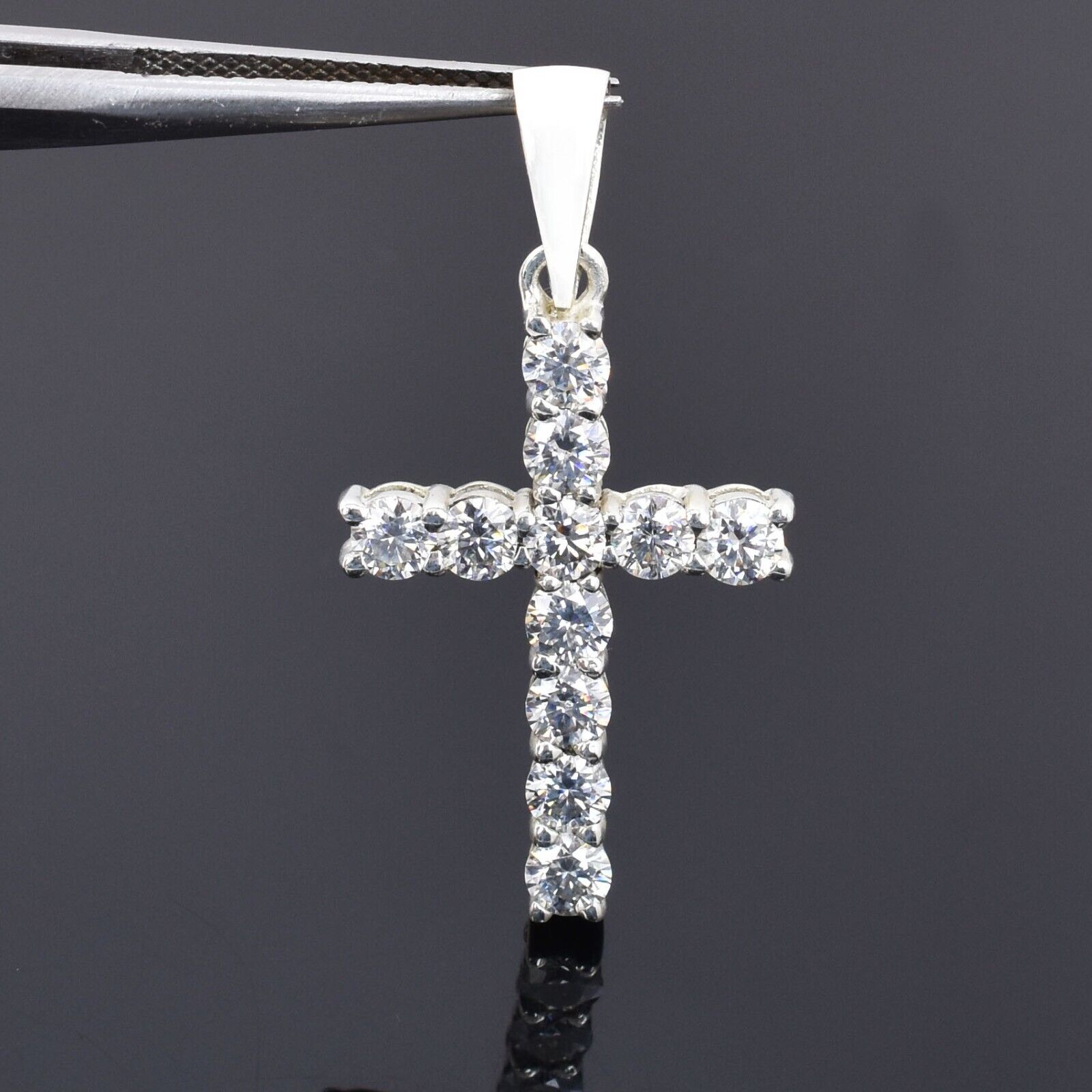 Gorgeous 2.75 Ct Certified 4mm Diamond Cross Pendant, Unisex Gift. VIDEO