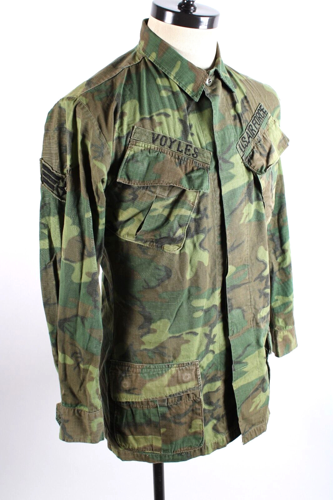 Vintage 1969 ERDL USAF Slant Pocket Rip Stop Jacket Poplin Size Medium Long