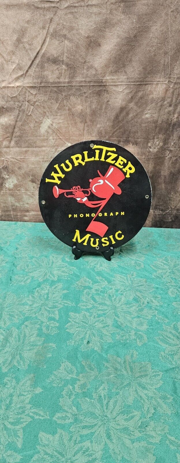 Wurlitzer Phonograph Music Porcelain Enameled Advertising Sign 10