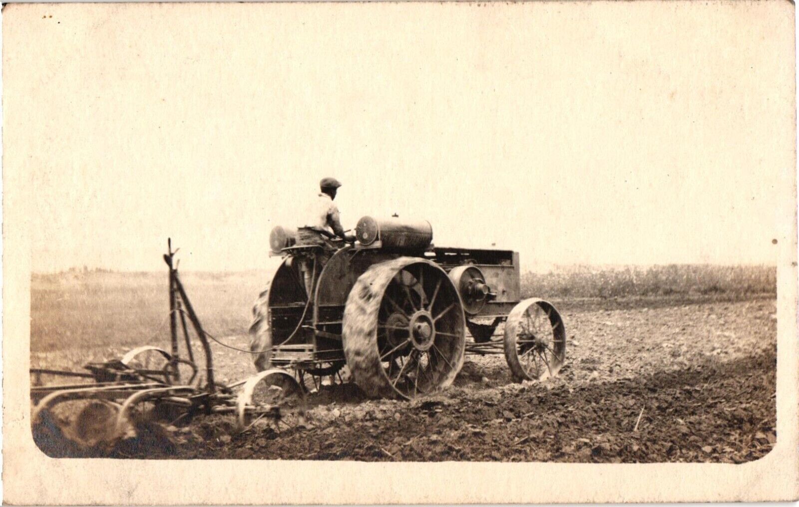 RPPC Antique J I Case Tractor Rear View With Implement Velox 1907-1917 Unposted