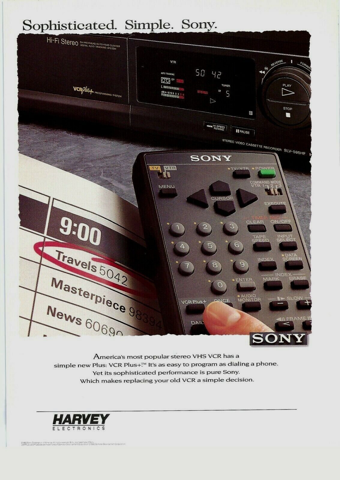 1992 SONY Vintage Magazine Print Ad - Harvey Electronics