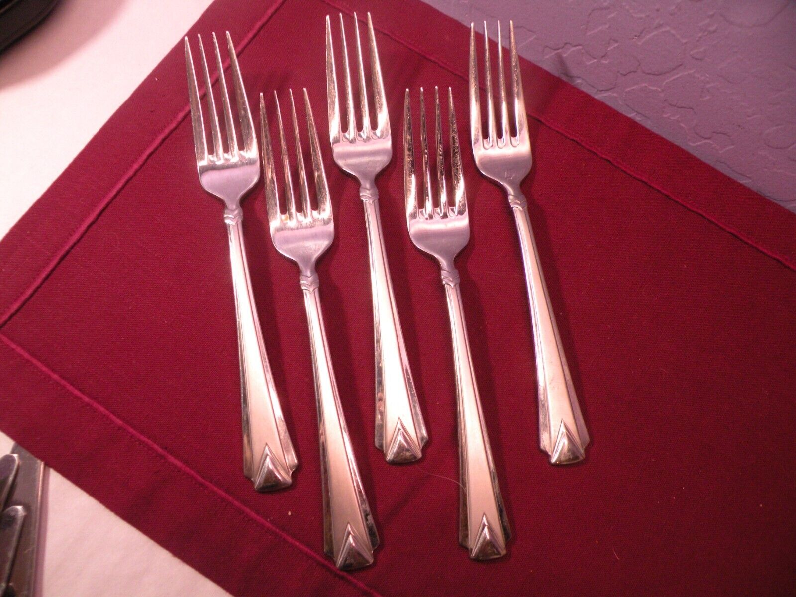 Set Of 5 Utica Walco Athenian Stainless Steel Dinner Forks 8 1/4