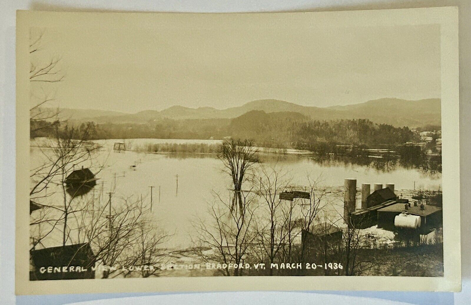 Flood Of 1936. Lower Section Of Bradford Vermont. Real Photo Postcard. RPPC
