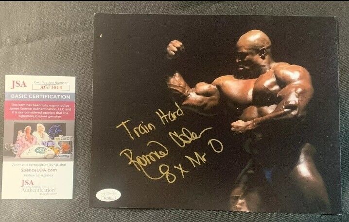 Mr. Olympia RONNIE COLEMAN Autographed Train Hard  8x10 w/JSA  AUTHENTICATION 