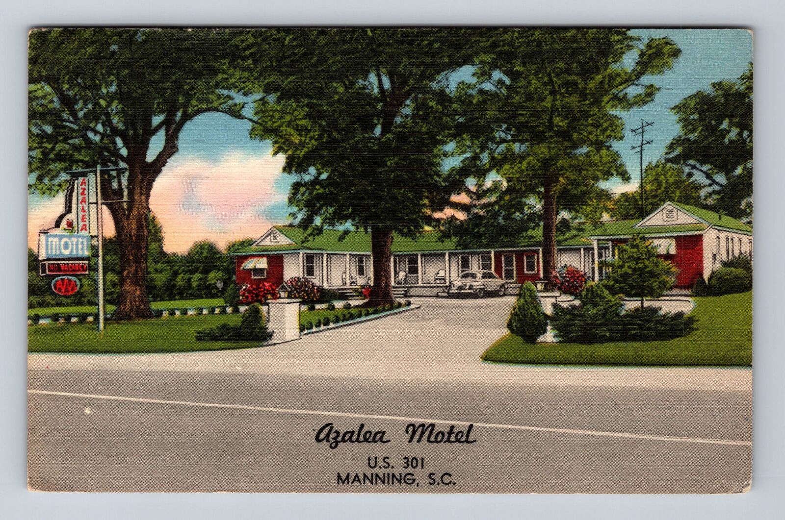 Manning SC-South Carolina, Azalea Motel, Advertising, Vintage c1959 Postcard