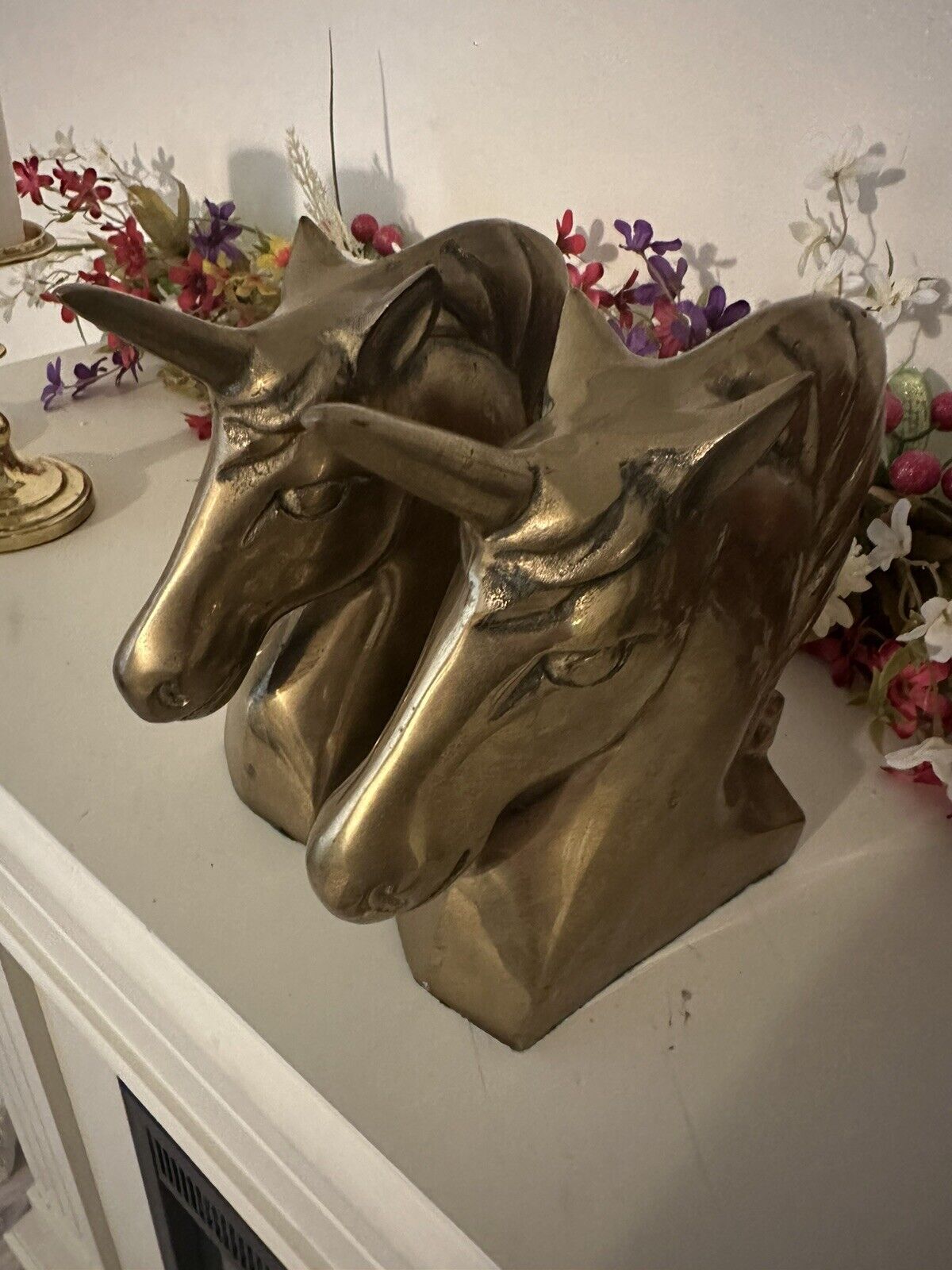 VTG Solid Brass Unicorn Bookends