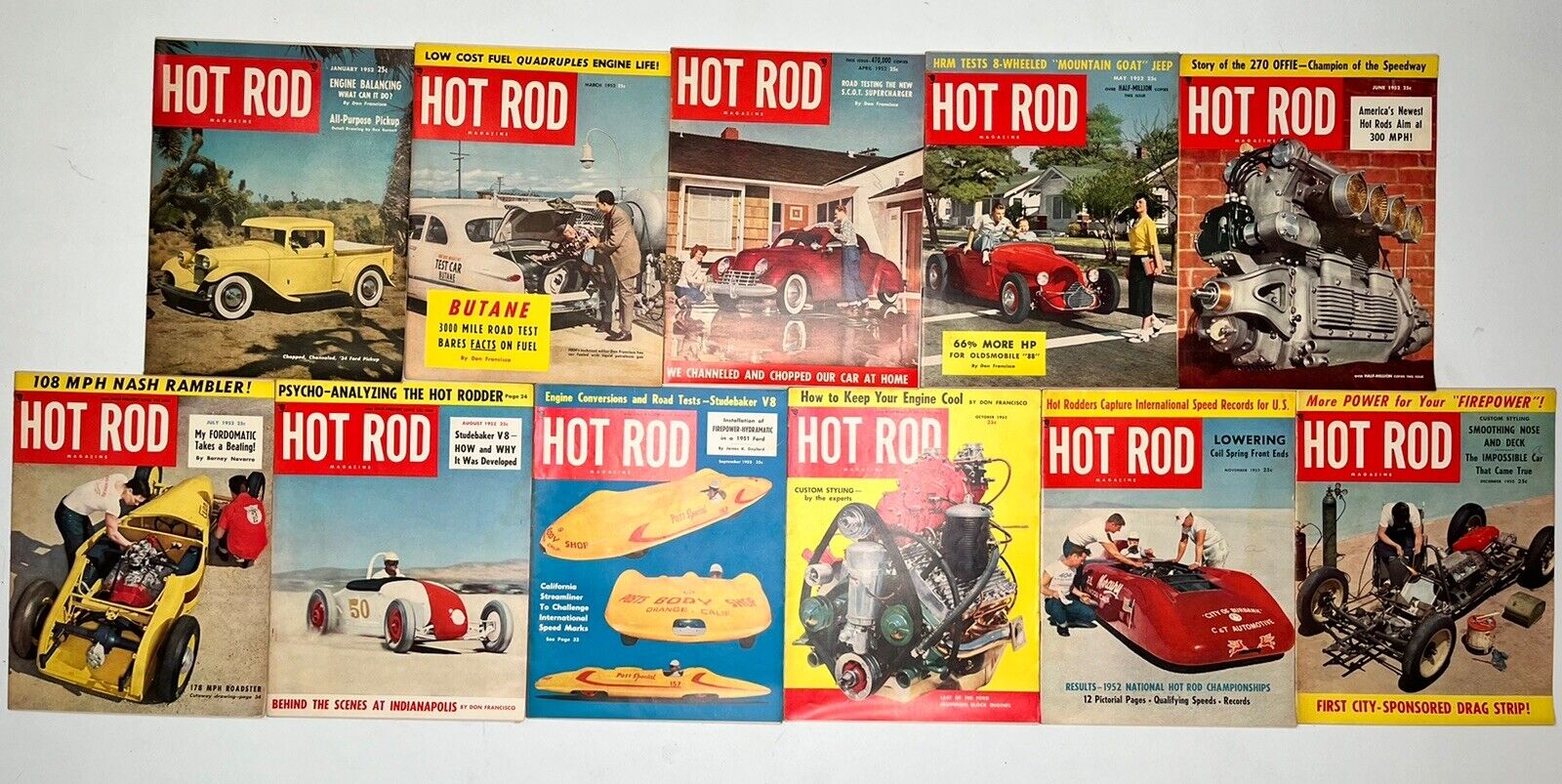 Hot Rod Magazine 1950's Lot Of 23