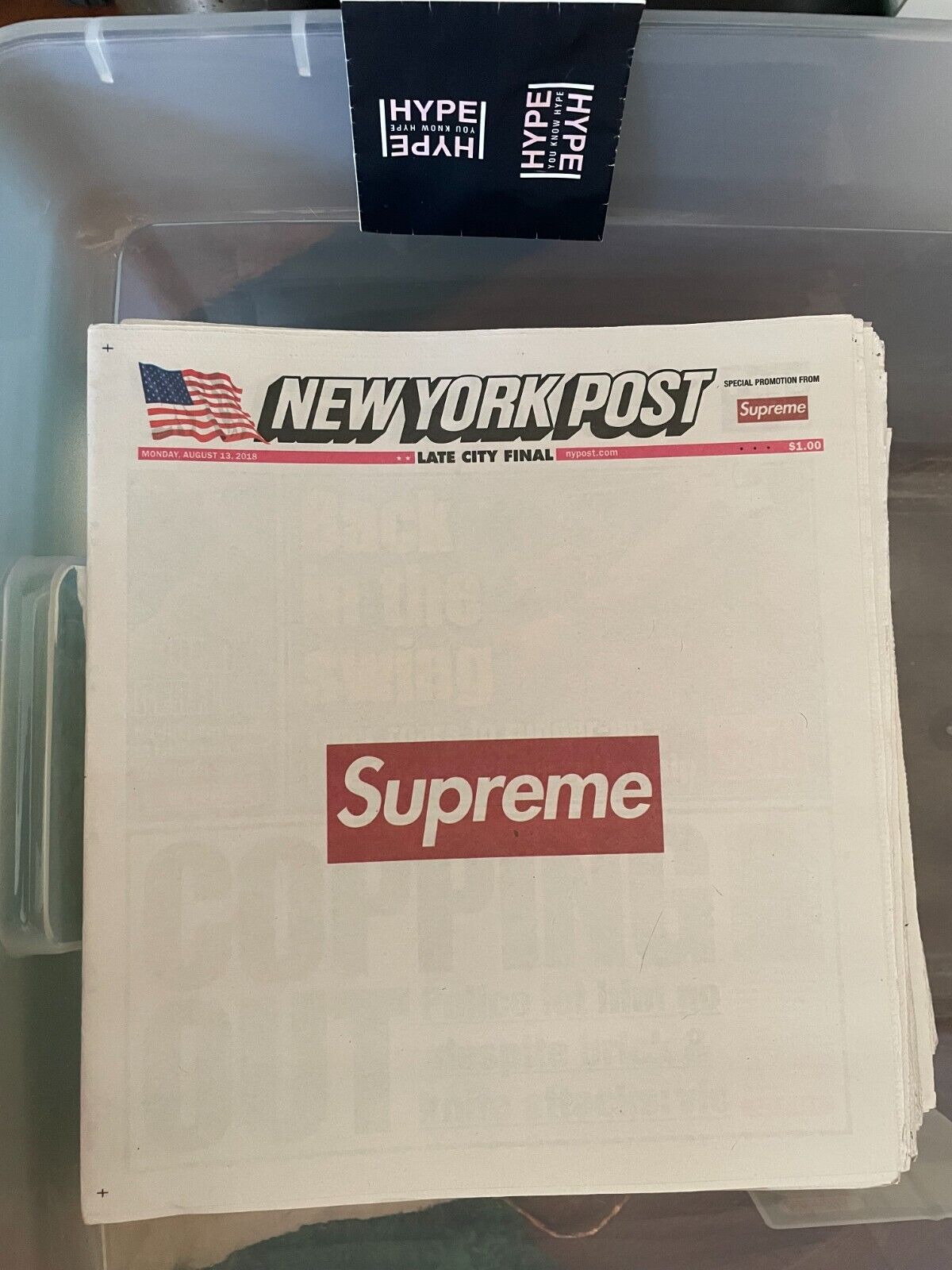 Supreme Newspaper - New York Post “Late City Final” Edition