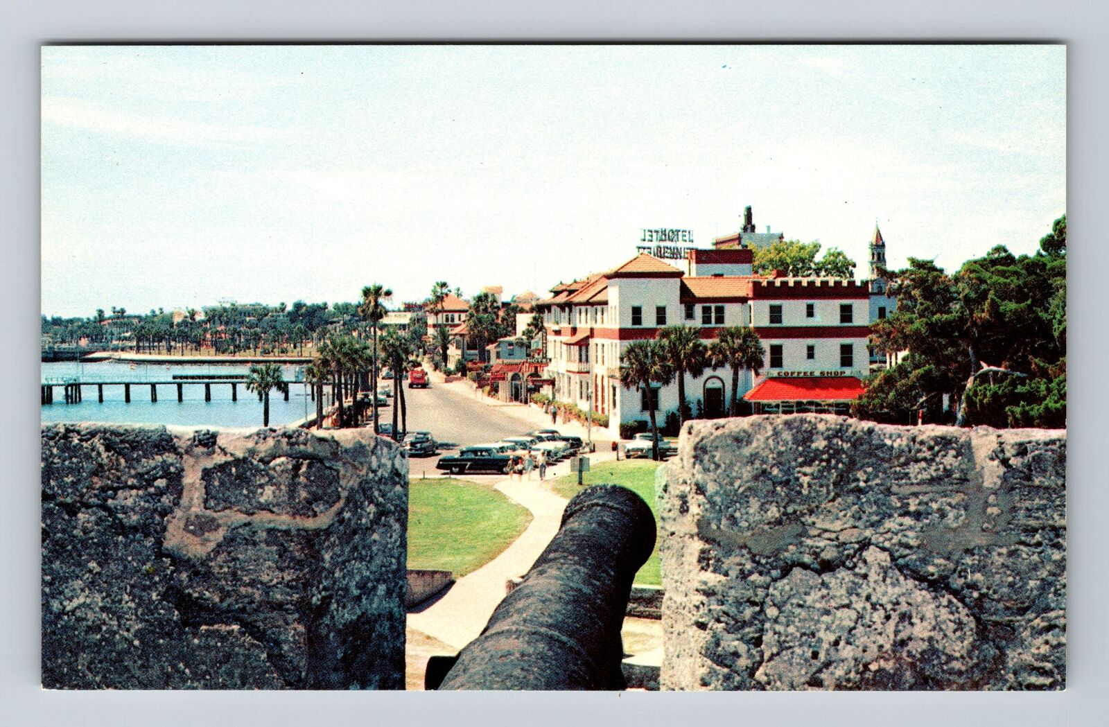 St Augustine FL-Florida, Bay Street Looking South, Antique, Vintage Postcard