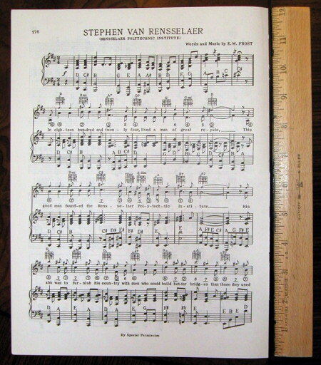 RENSSELAER POLYTECHNIC INSTITUTE Vintage Song Sheet c1938 RPI - Original