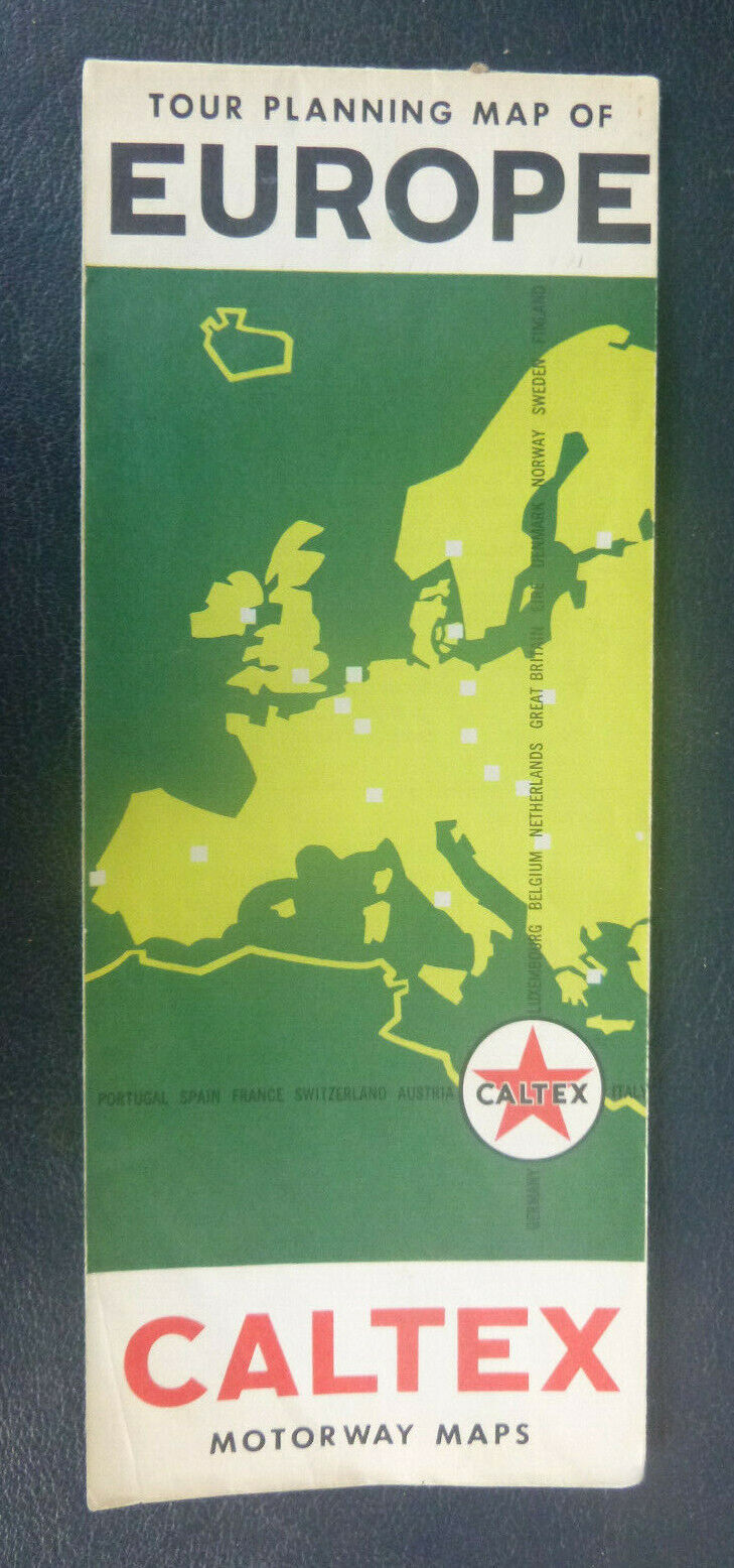 1963 Europe road  map Caltex gas oil English
