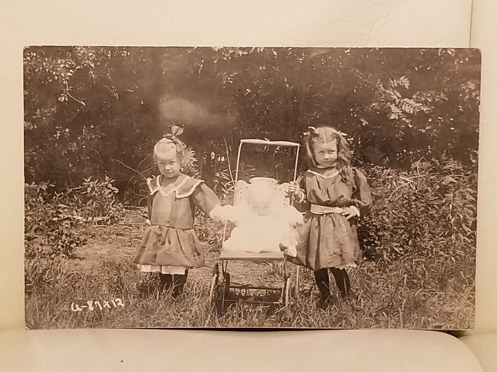 Vintage Real Photo Postcard 3 Children Identified Kinzey Family History Picture