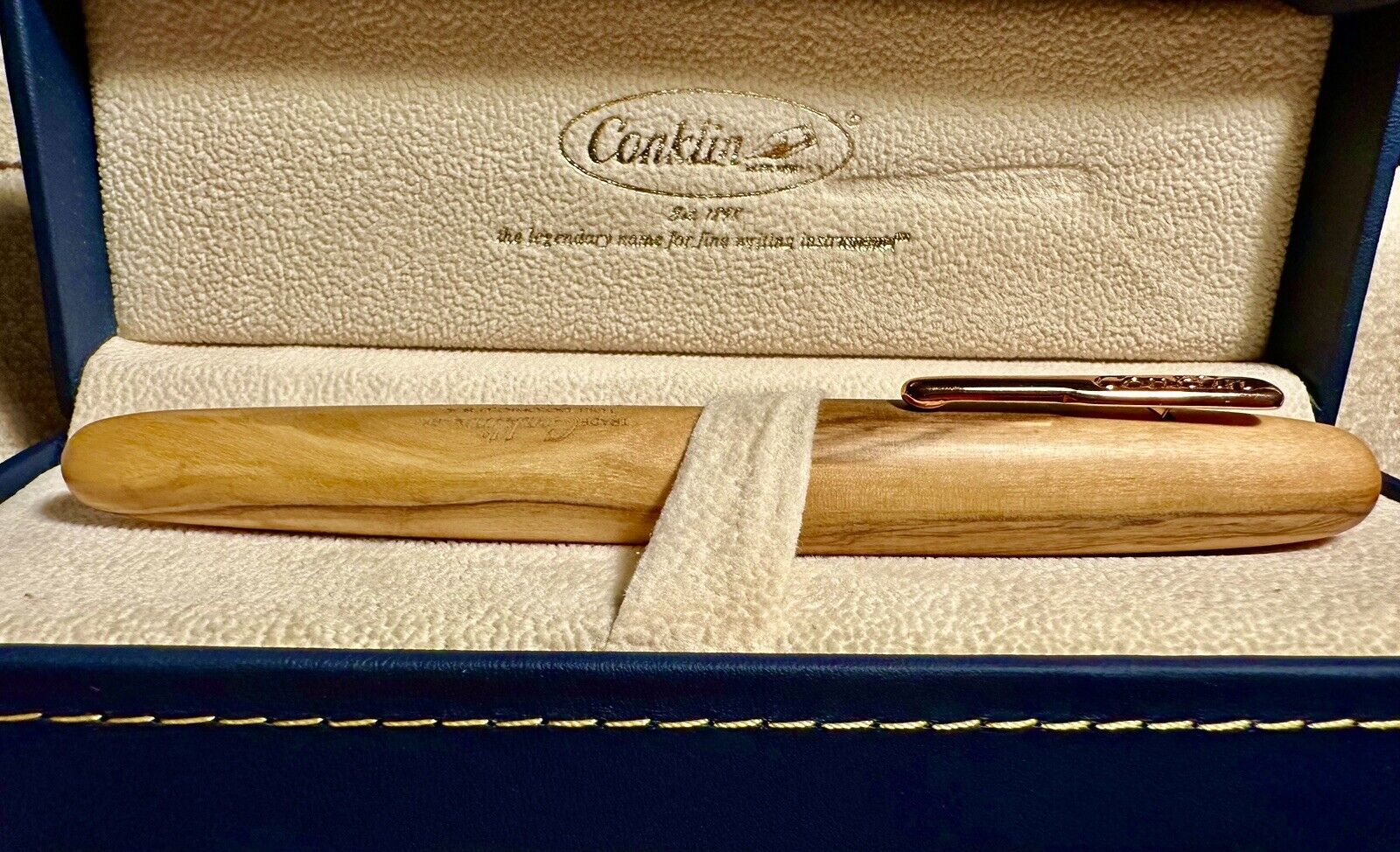 Conklin All American Olive Wood & Rosegold LE Fountain Pen - Med Nib
