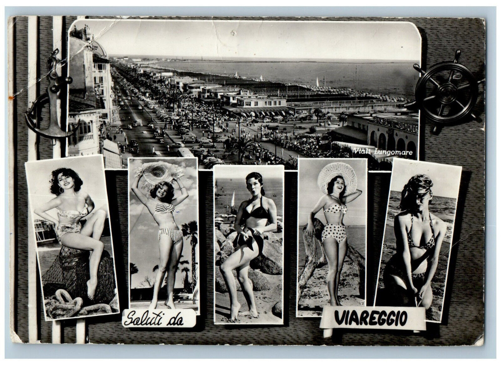 c1950\'s Girls Pictures Greetings from Viareggio Italy RPPC Photo Postcard