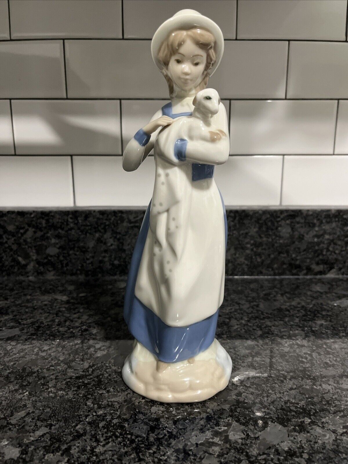 Vintage DALIA Porcelain Figurine Of Young Woman Holding Lamb