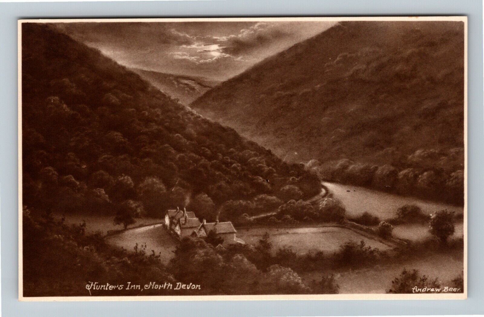 RPPC North Devon United Kingdom, Hunters Inn, Vintage Postcard