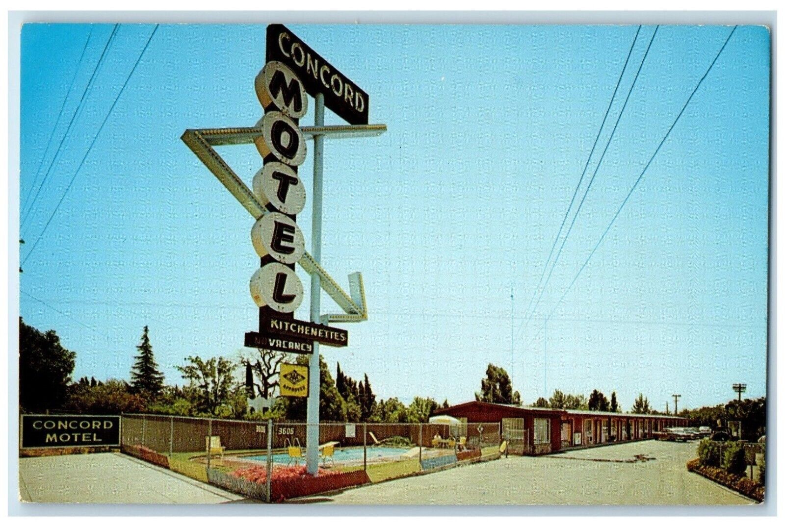 c1960 Concord Motel Clayton Road Signage Exterior Concord California CA Postcard
