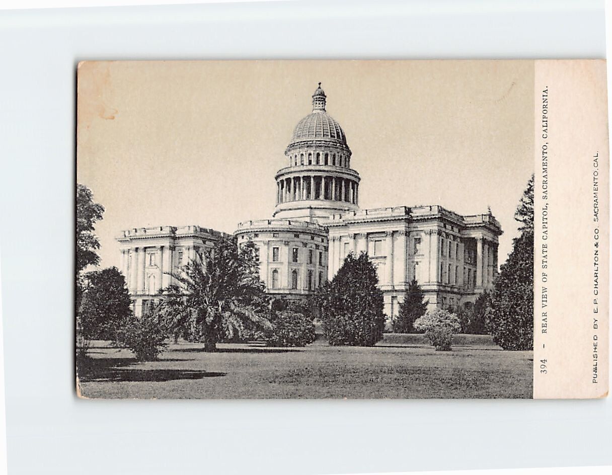 Postcard Rear View Of State Capitol Sacramento California USA