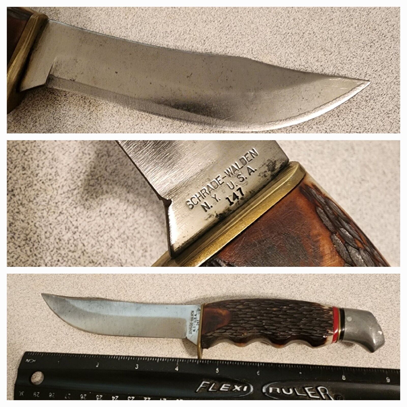 Vintage Schrade Walden NY USA Model 147 Fixed Blade Hunting Knife