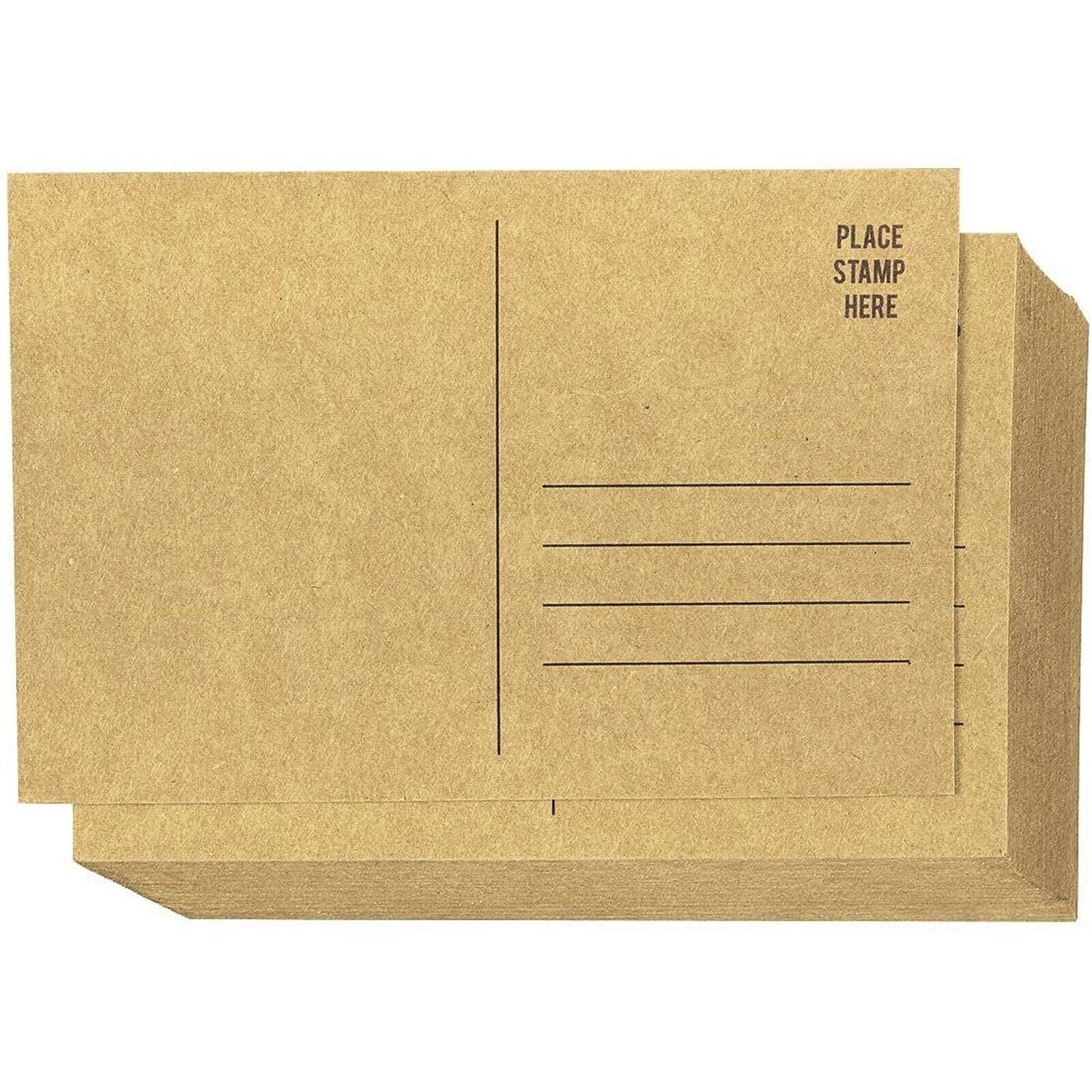50 Pack Blank Postcards for Mailing Kraft Paper with Self Mailer Side Bulk 4x6\