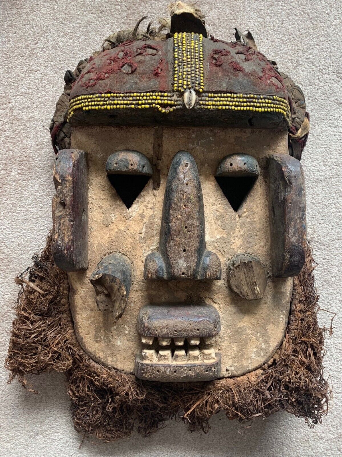 Mid-Century Vintage We Guere Wobe Carved Wood Face Mask 20\
