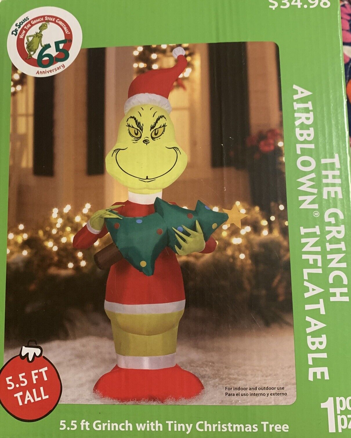 The GRINCH Airblown Inflatable 5.5ft w Christmas Tree Dr. Seuss 65TH Anniversary