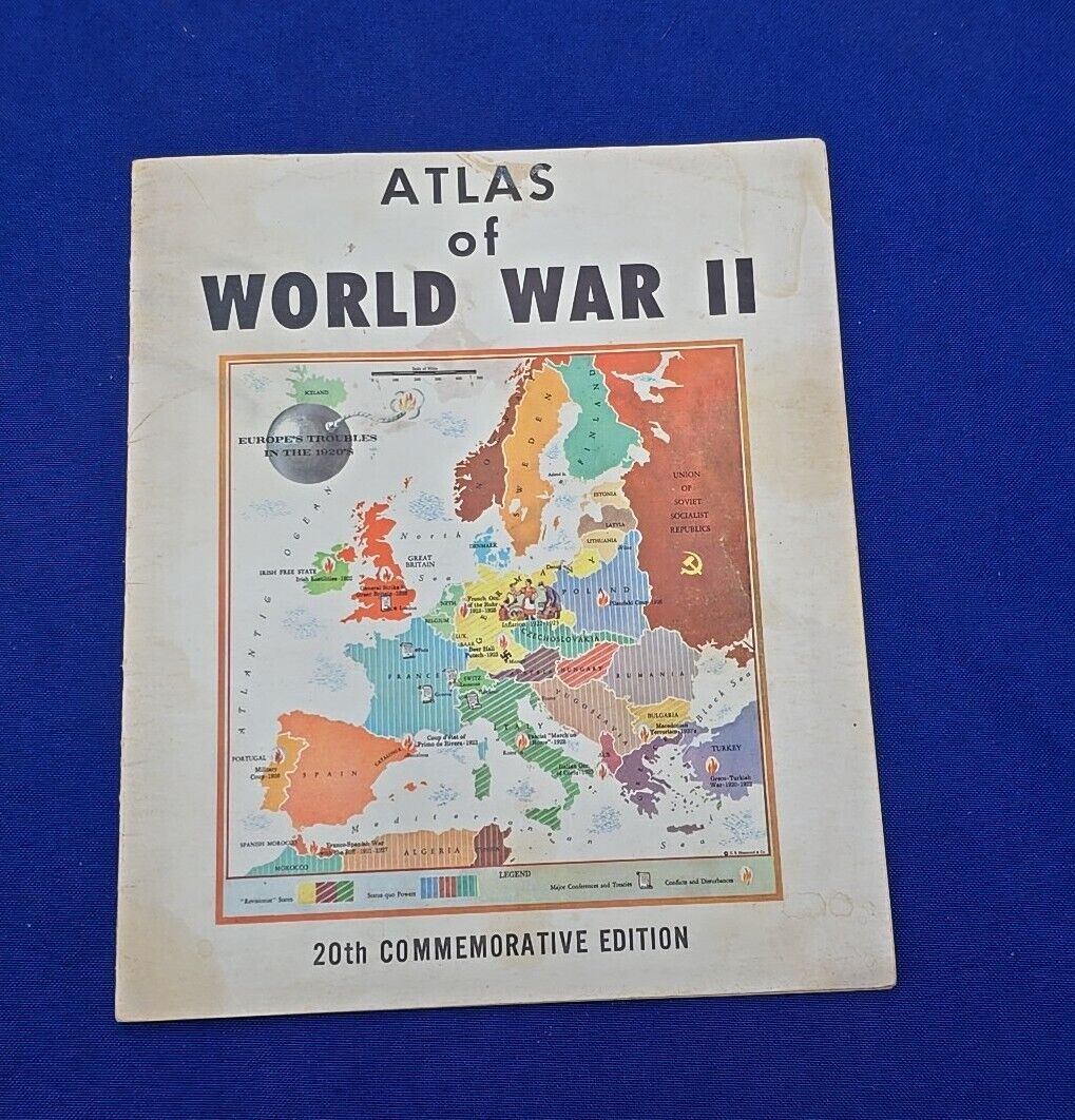 1965 Atlas Of World War II 20th Commemorative Edition Booklet C.S. Hammond Co.
