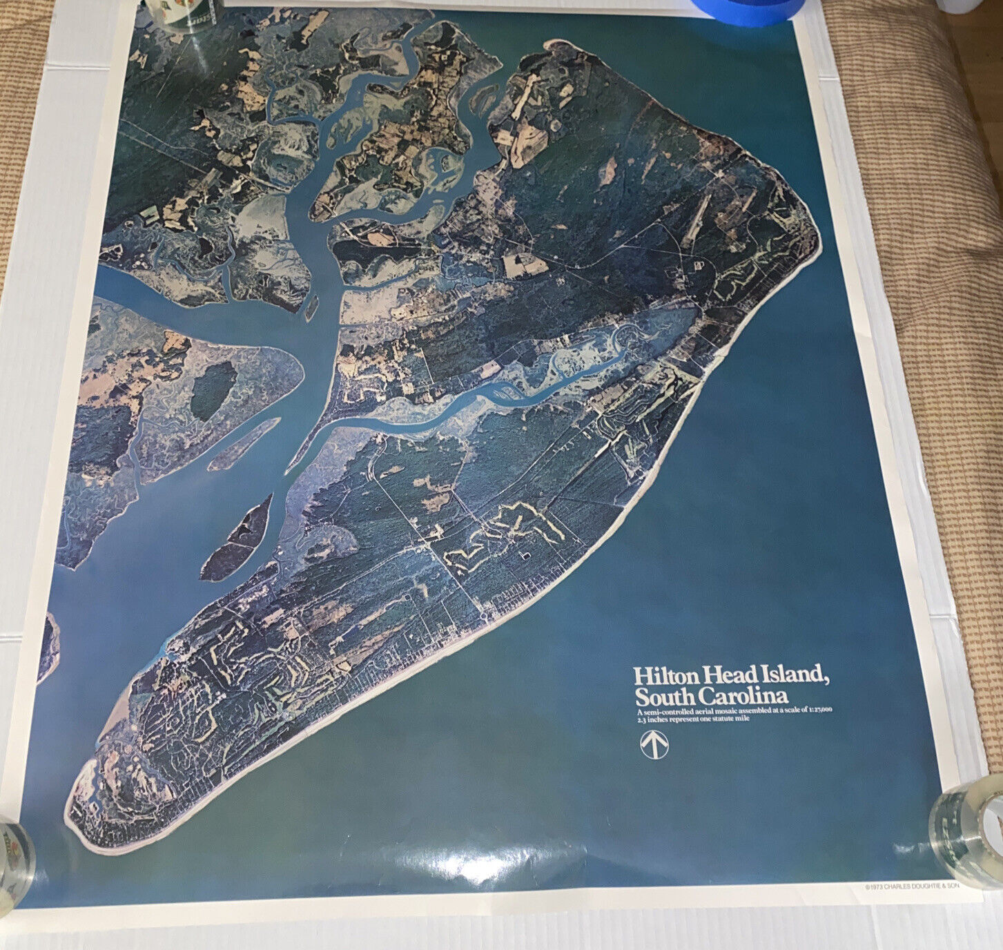 Arial View Hilton Head Island South Carolina VTG 1973 Poster 24” x 29” Doughtie