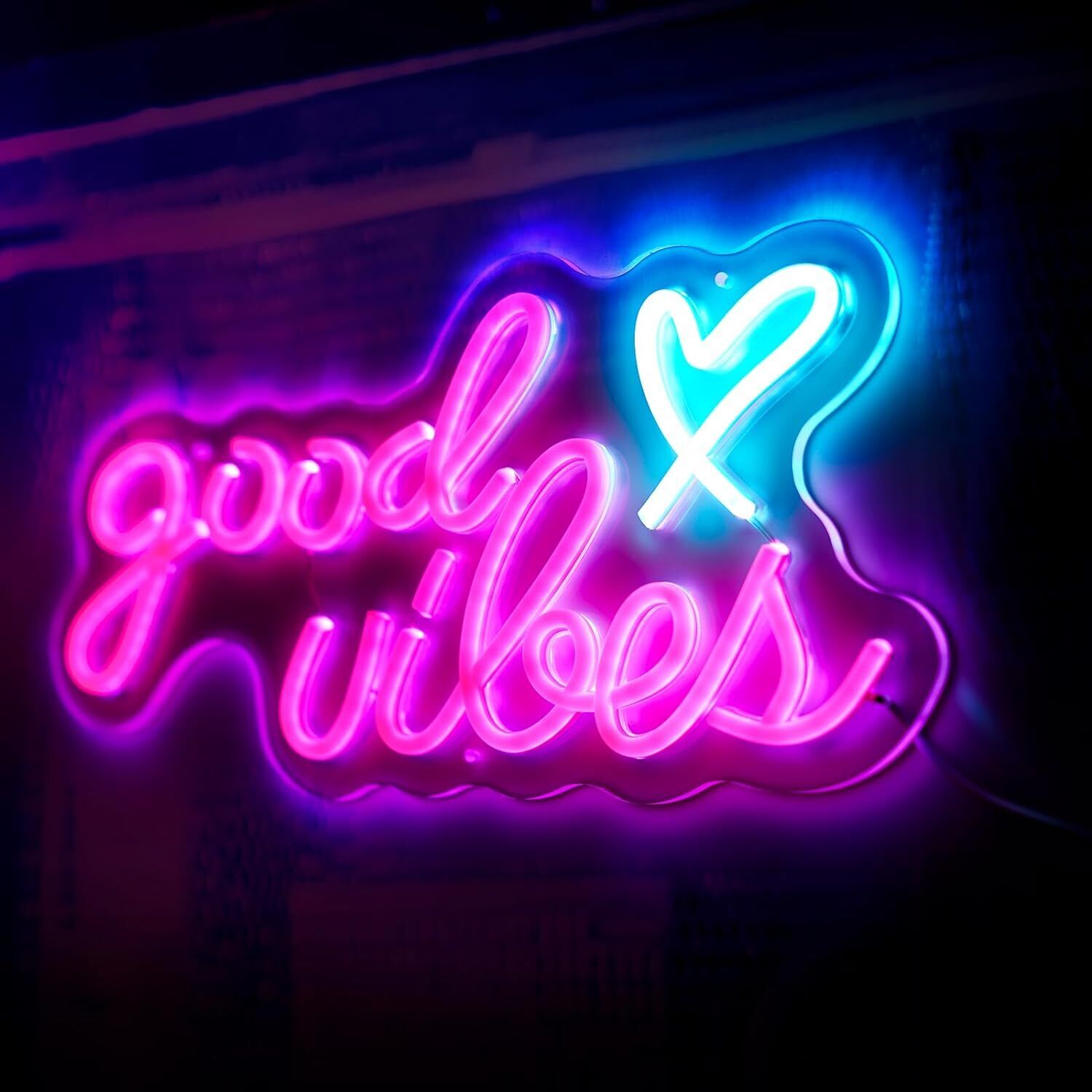 Pink Good Vibes Neon Signs Wall Love LED Lignt Powered Bar Room Decoration USB