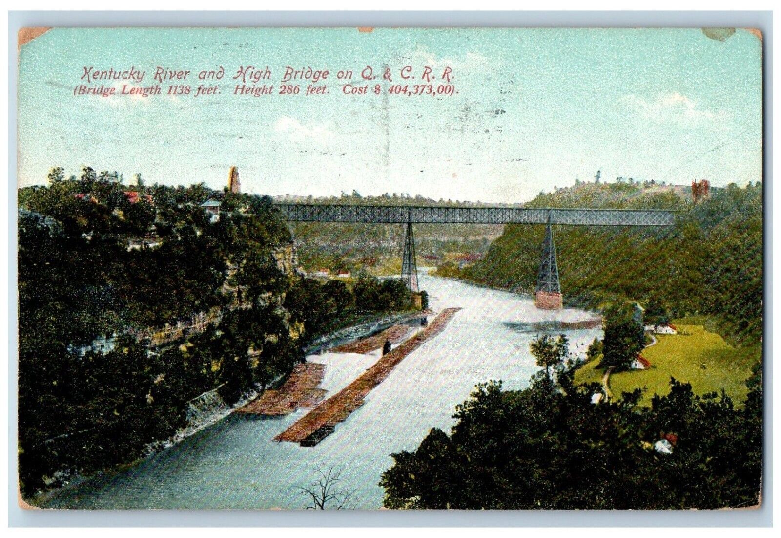 Lexington Kentucky KY Postcard Kentucky River And High Bridge On Q & C R R 1908