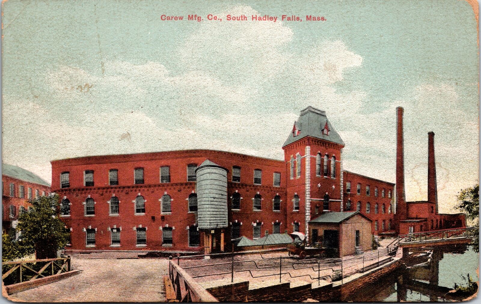 VINTAGE POSTCARD THE COROW MANUFACTURING Co. AT SOUTH HADLEY FALLS MASS (RARE)