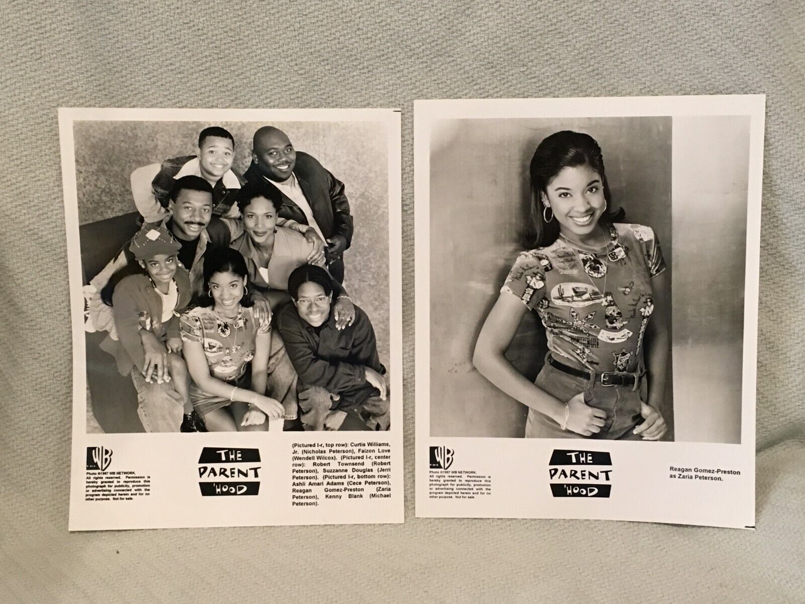 Two 1997 WB The Parent 'Hood Cast Black and White 8x10 Promo Advertising Photos
