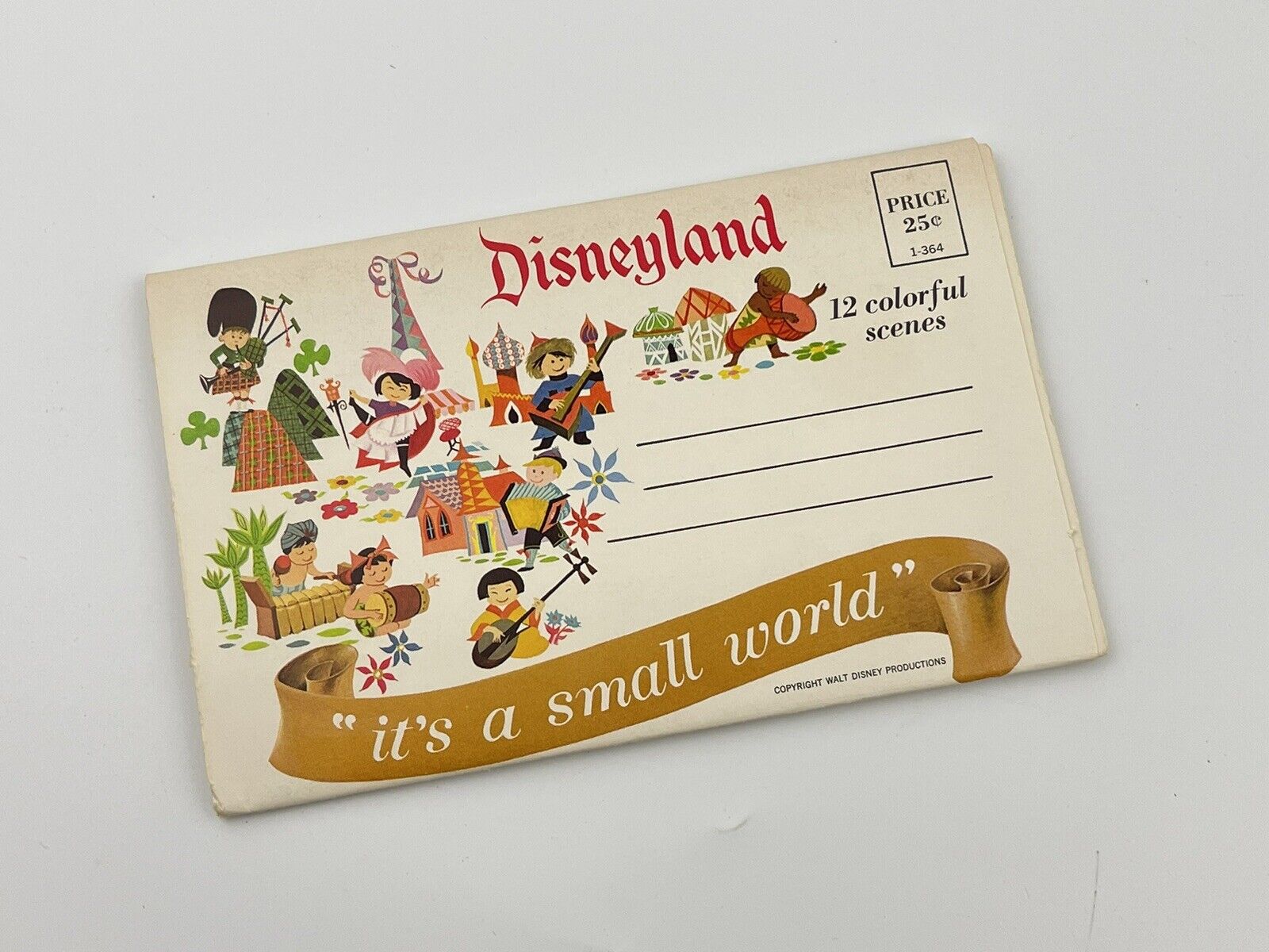 Vtg Disneyland Disney Postcard Folder Advertising It's a Small World Unused