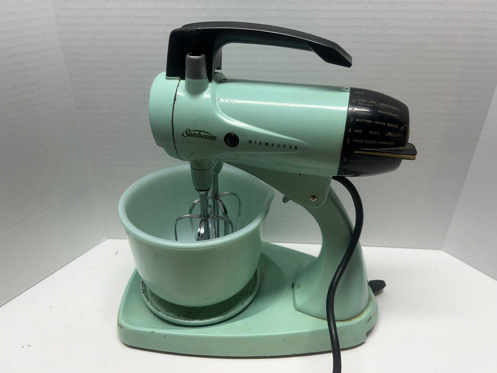Vintage 1950s Sunbeam Mixmaster Turquoise Blue Stand Mixer Tested Works