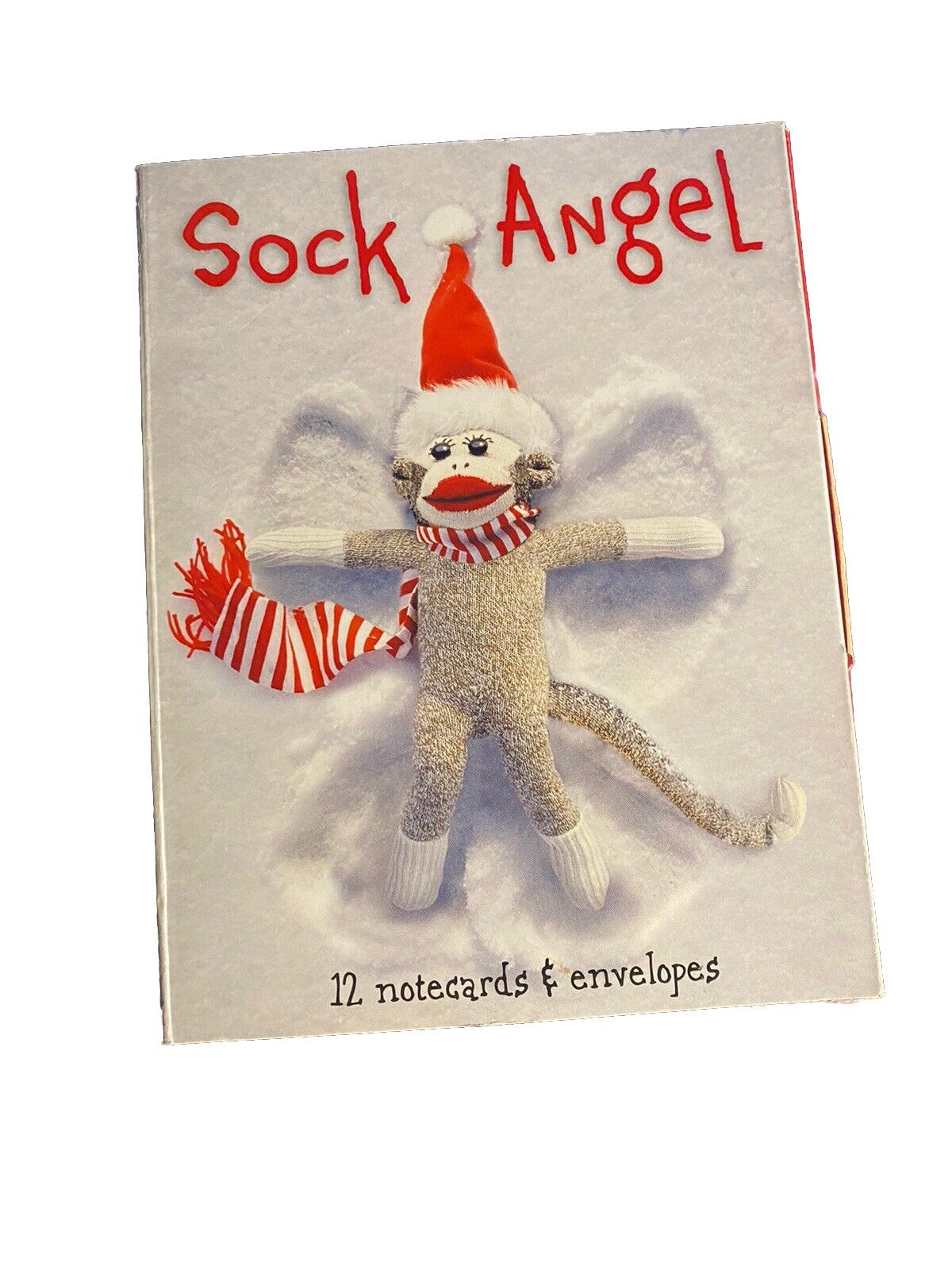 Sock Monkey Snow Angel Peaceable Kingdom Press Holiday Cards  Dee Lindner