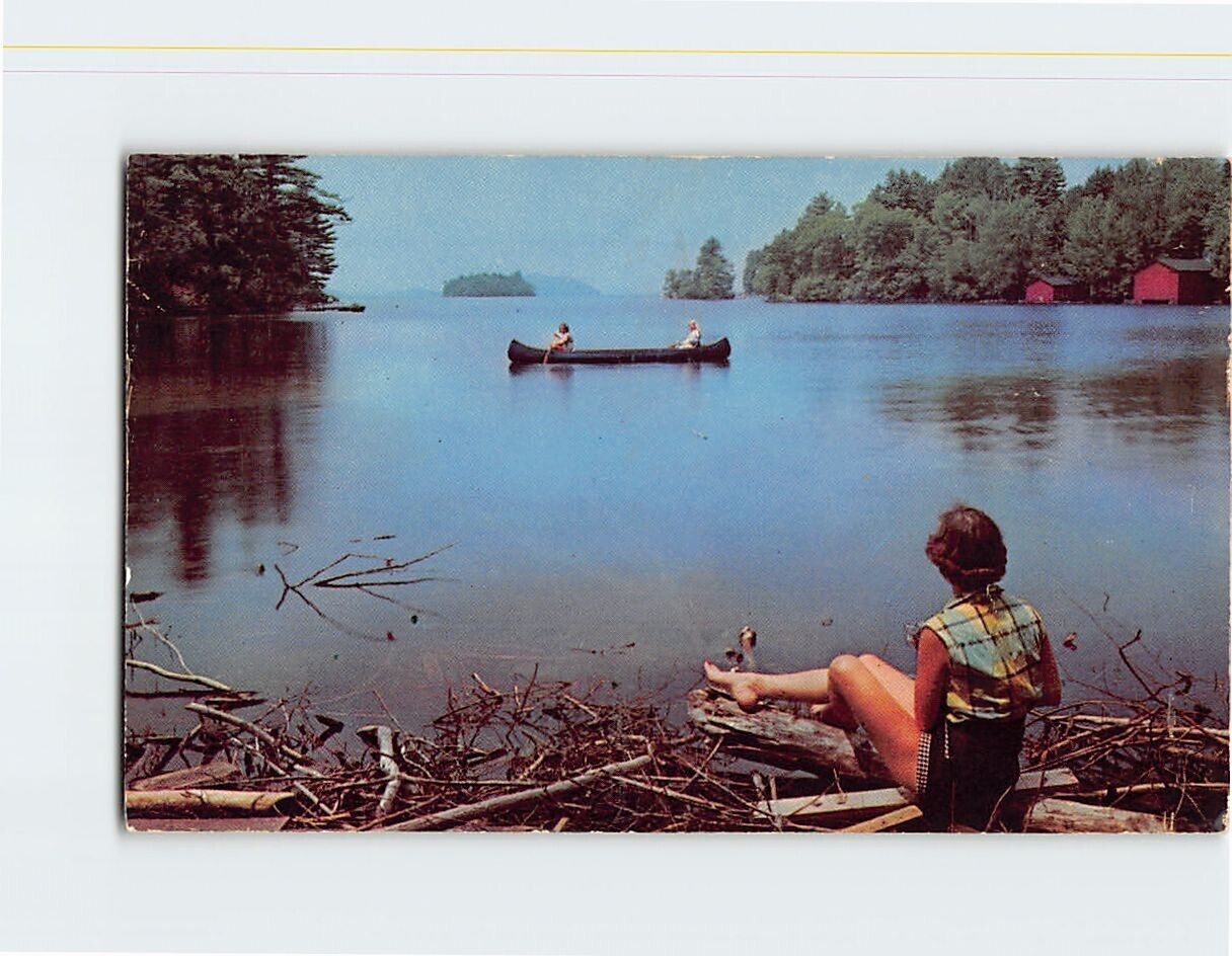 Postcard Canoeing on Lake Winnipesaukee New Hampshire USA