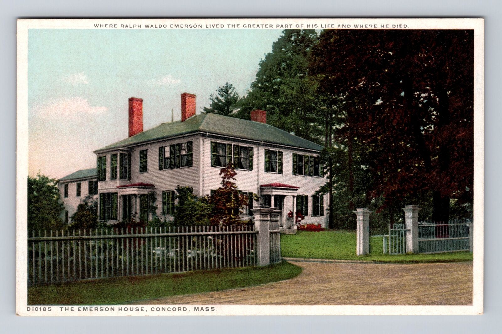 Concord MA-Massachusetts, The Emerson House, Antique, Vintage Souvenir Postcard