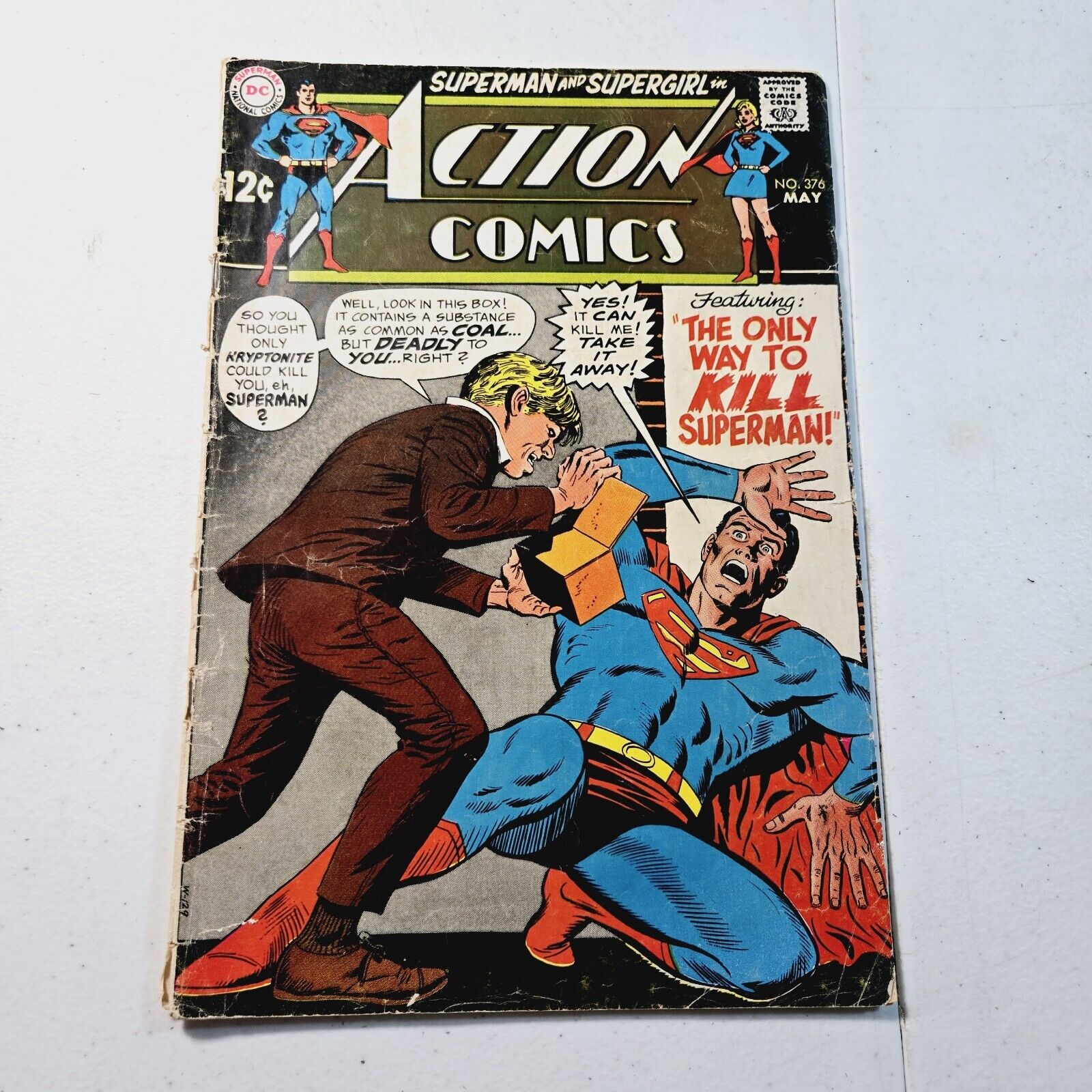 Action Comics #376 (Last Supergirl In Title) Low Grade Reading Copy 1969