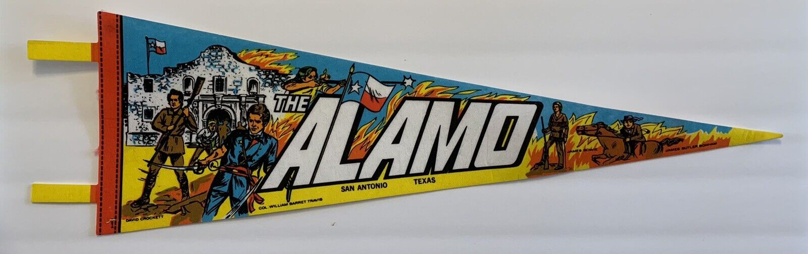Vintage 1970’s San Antonio Texas TX The Alamo Souvenir Pennant Banner-27