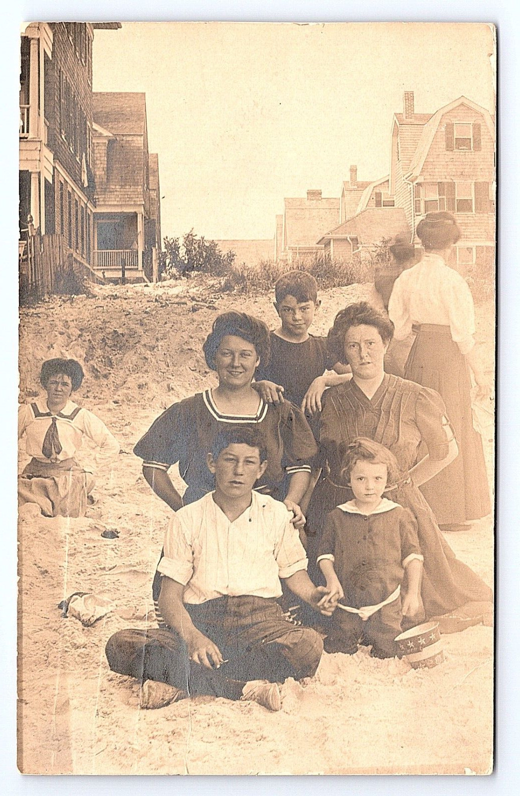 Postcard RPPC Family Fun Rockaway Beach Posted Early 1900s
