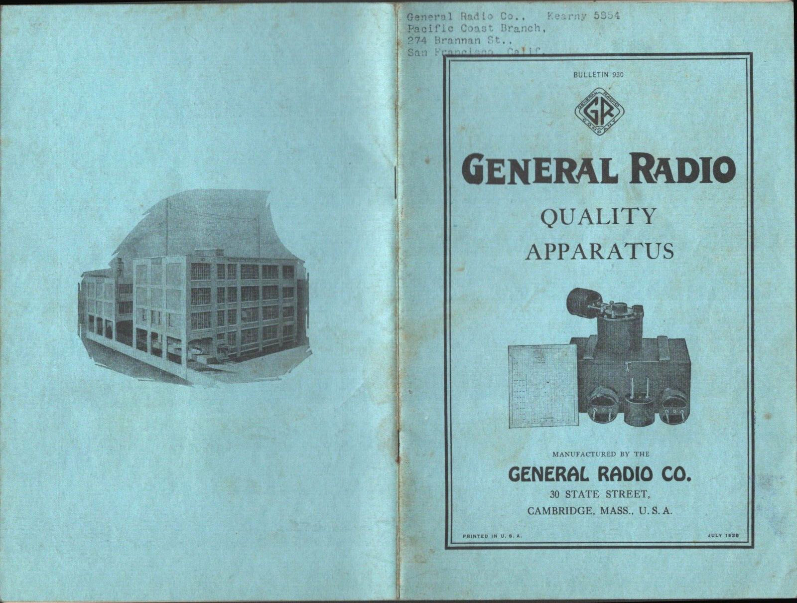 1928 GENERAL RADIO INSTRUMENTS vintage apparatus catalog AMPLIFIERS TRANSFORMERS