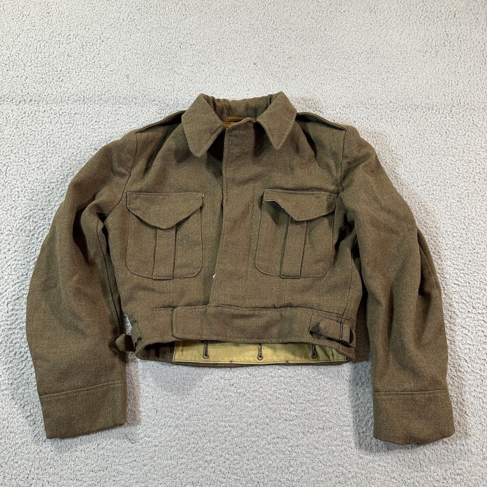 Vintage 1953 Canadian Military Green Wool Blouse Battledress Jacket Size  11